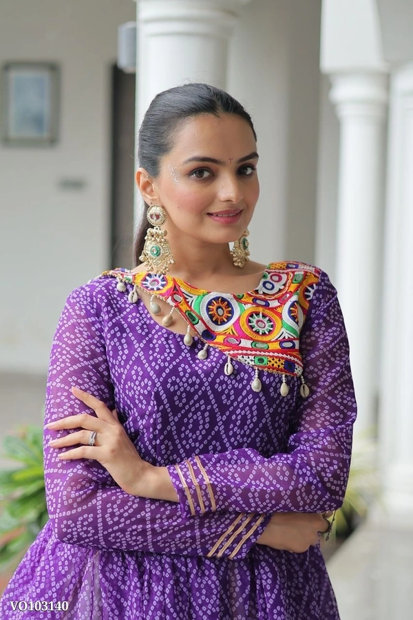 Azorte Fashion N Traditional Kora Cotton Lehenga with Kutchi Gamthi Top & Gota Patti Work – Full-Stitched Set - FREE