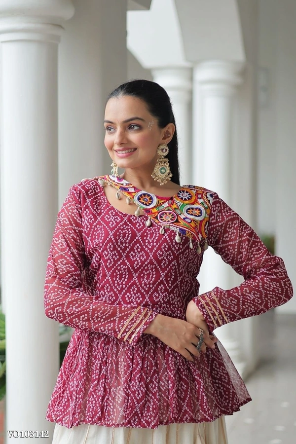 Azorte Fashion N Traditional Kora Cotton Lehenga with Kutchi Gamthi Top & Gota Patti Work – Full-Stitched Set - XXL