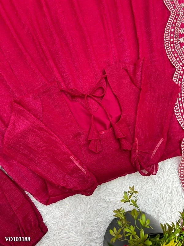 Azorte Fashion N Heavy Designer Party Wear Gown Set for Women – Fandy Silk, Full Flair, Embroidery Work with Dupatta - XL