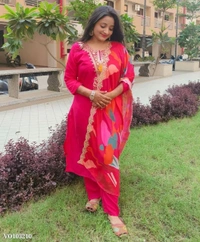 Azorte Fashion N Roman Silk Embroidered Suit with Chinon Digital Dupatta – Sizes M to XXL - XL