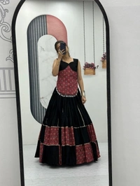 Azorte Fashion N Navratri Special 6 Meter Ajarakh Print Cotton Lehenga Choli – Fully Stitched | Real Modeling - XXL 44