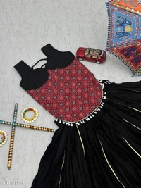 Azorte Fashion N Navratri Special 6 Meter Ajarakh Print Cotton Lehenga Choli – Fully Stitched | Real Modeling - XXL 44