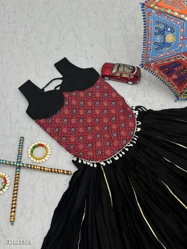 Azorte Fashion N Navratri Special 6 Meter Ajarakh Print Cotton Lehenga Choli – Fully Stitched | Real Modeling - XXL 44