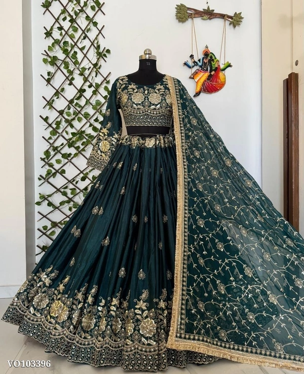 Azorte Fashion N Heavy Chinon Silk Lehenga Choli with 5mm Sequins & Zari Work + Georgette Dupatta – Fully Stitched (M to XXL) | Canvas Patta, Latkan Dori | Made in India - Fully Stitched up to XXL (44), XXL 44