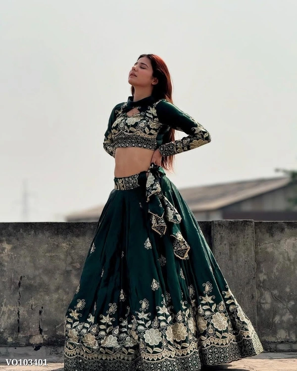Azorte Fashion N Heavy Chinon Silk Lehenga Choli with 5mm Sequins & Zari Work + Georgette Dupatta – Fully Stitched (M to XXL) | Canvas Patta, Latkan Dori | Made in India - Fully Stitched up to XXL (44), XXL 44