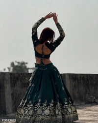 Azorte Fashion N Heavy Chinon Silk Lehenga Choli with 5mm Sequins & Zari Work + Georgette Dupatta – Fully Stitched (M to XXL) | Canvas Patta, Latkan Dori | Made in India - Fully Stitched up to XXL (44), XXL 44