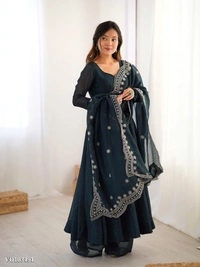 Azorte Fashion N Premium Fandy Silk Embroidered Gown Set – Ready to Wear - L