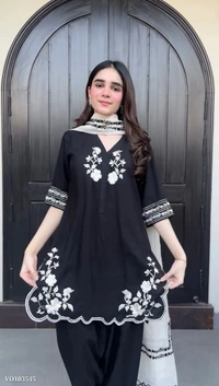 Azorte Fashion N BE-377 French Crepe Embroidered Salwar Suit with Printed Georgette Dupatta – Fully Stitched (M to XXL) | Elegant Ethnic Wear | Made in India - XL 42