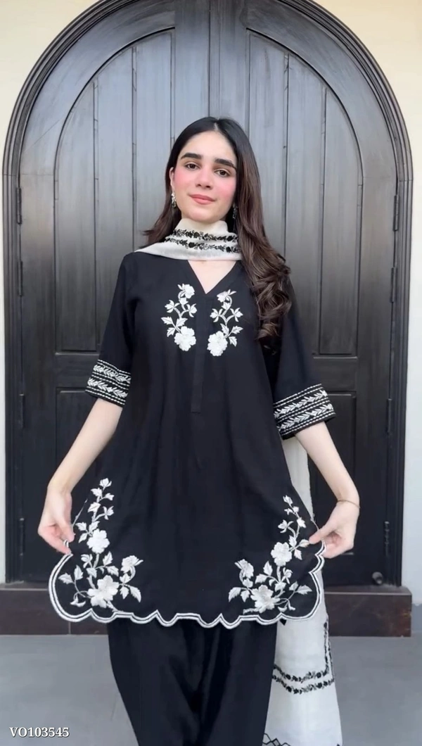 Azorte Fashion N BE-377 French Crepe Embroidered Salwar Suit with Printed Georgette Dupatta – Fully Stitched (M to XXL) | Elegant Ethnic Wear | Made in India - XL 42