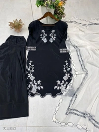 Azorte Fashion N BE-377 French Crepe Embroidered Salwar Suit with Printed Georgette Dupatta – Fully Stitched (M to XXL) | Elegant Ethnic Wear | Made in India - XL 42