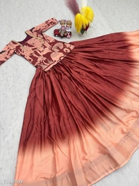 Azorte Fashion N  Kalamkari Chinon Crop Top Lehenga Set by Azorte fashion – Fully Stitched - XXL 42