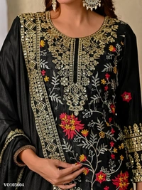 Azorte Fashion N Heavy Chinon Silk Sharara Suit Set with 5mm Sequin Embroidery Work – Fully Stitched - M 38