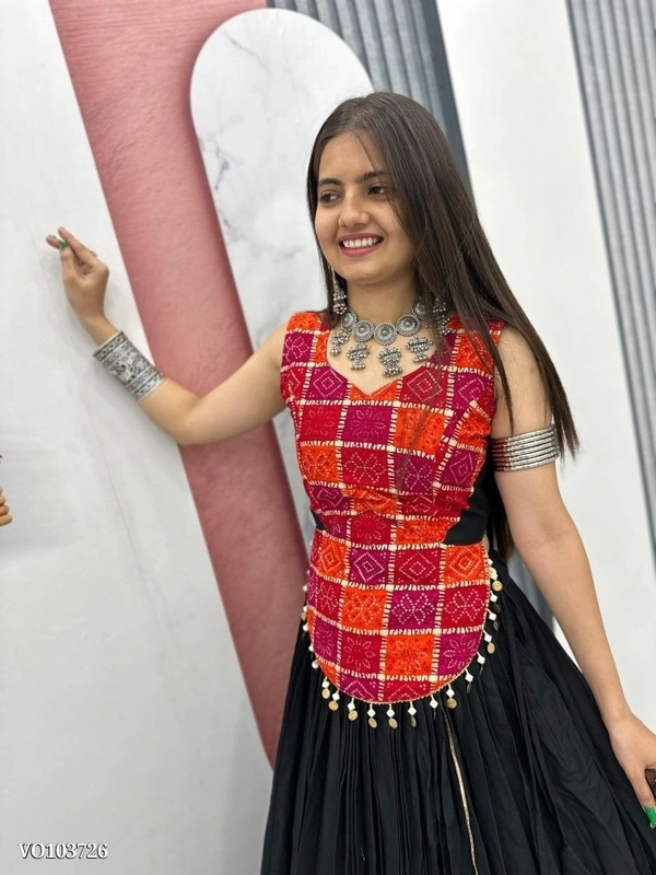 Azorte Fashion N Lehenga Set - Pure Cotton with Foil Print & Lumpi Lace Border | Heavy 6 Meter Flair | Fully Stitched Choli - XL