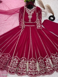 Azorte Fashion N Elegant Faux Georgette Embroidered Gown with Dupatta & Bottom | Heavy Sequence Work | Fully Stitched | XL-XXL Size - XXL
