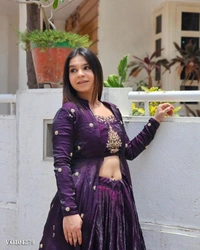 Azorte fashion N Festival Special Fendy Silk Crop Top Lehenga Set with Shrug – Thread & Real Hand Work | Fully Stitched | Azorte Exclusive - M
