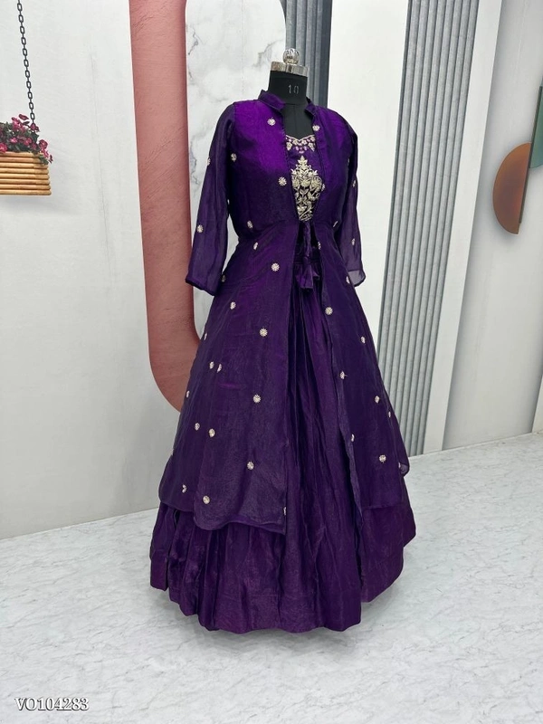 Azorte fashion N Festival Special Fendy Silk Crop Top Lehenga Set with Shrug – Thread & Real Hand Work | Fully Stitched | Azorte Exclusive - M