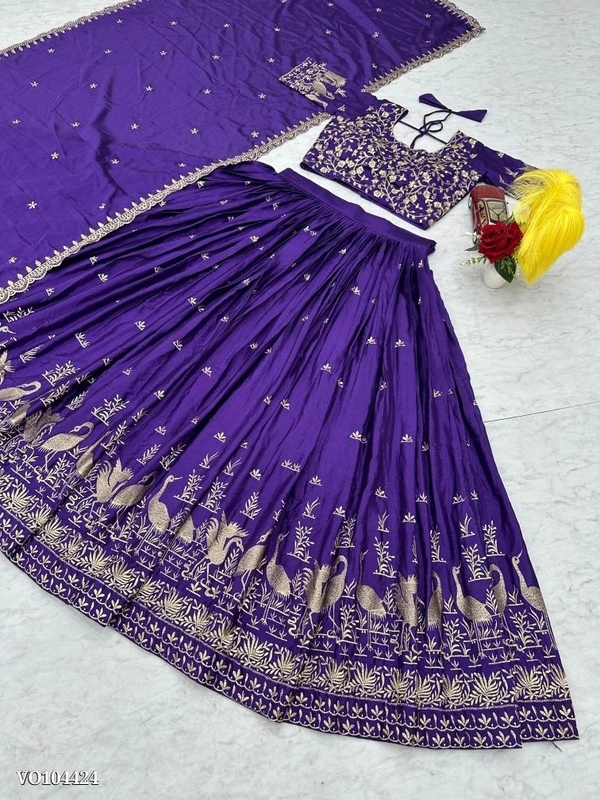 Azorte Fashion N Chinon Embroidered Lehenga Choli Set with Dupatta | Fully Stitched | Sizes M to 2XL | Party & Festive Wear - M