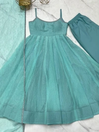 Out of Stock Designer Anarkali Gown Set with Sirozski Work & Crunchy Silk Dupatta - XL 40