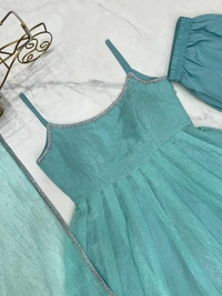 Out of Stock Designer Anarkali Gown Set with Sirozski Work & Crunchy Silk Dupatta - XL 40