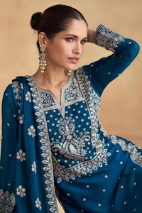 Azorte Fashion Premium Chinon Embroidered Suit – Full Stitched - XL (42)