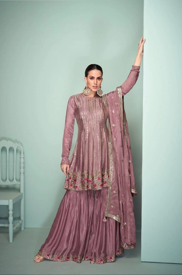 Azorte Fashion Premium Chinon Embroidered Suit – Full Stitched - XXL (44)