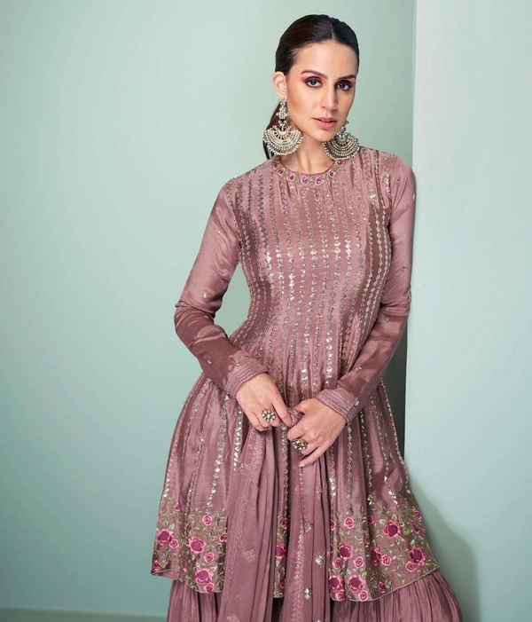 Azorte Fashion Premium Chinon Embroidered Suit – Full Stitched - XXL (44)