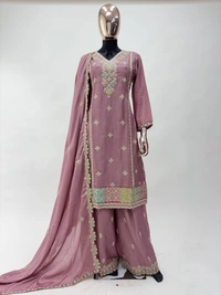 Azorte Fashion Vaanya Chinon Silk Ready-Made Embroidered Suit  - XL (42)