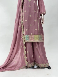 Azorte Fashion Vaanya Chinon Silk Ready-Made Embroidered Suit  - XL (42)