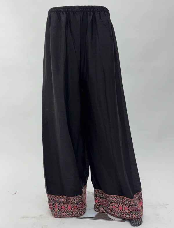 Azorte Fashion Black Chinon Silk Ready-Made Embroidered Suit - XXL (44)