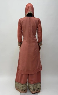 Azorte Fashion Designer Chinon Embroidered Palazzo Suit – Full Stitched - XL (42)