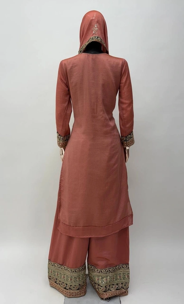 Azorte Fashion Designer Chinon Embroidered Palazzo Suit – Full Stitched - XL (42)
