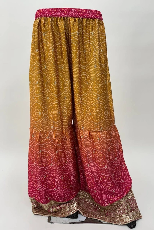 Azorte Fashion Elegant Chinon Embroidered Sharara Suit - Full Stiched - L (40)