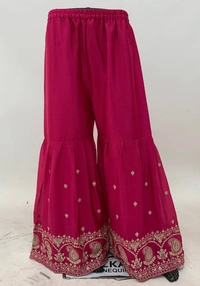 Azorte Fashion Elegant Chinon Embroidered Sharara Suit - Full Stiched - XL (42)