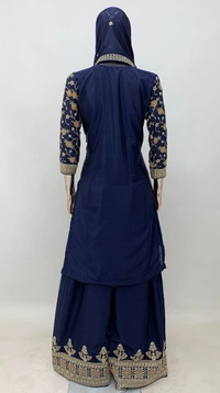 Azorte Fashion Designer Chinon Embroidered Palazzo Suit – Full Stitched - L (40)