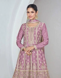 Azorte Fashion Designer Chinon Embroidered Palazzo Suit – Full Stitched - XL (42)