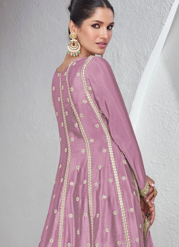 Azorte Fashion Designer Chinon Embroidered Palazzo Suit – Full Stitched - XL (42)