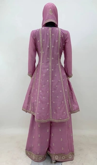 Azorte Fashion Designer Chinon Embroidered Palazzo Suit – Full Stitched - XL (42)