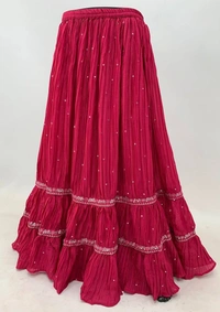 Azorte Fashion Designer Embroidered Chinon Lehenga with Jacket & Dupatta – Full Stitched  - L (40)
