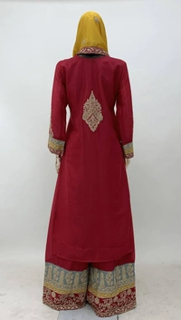 Azorte Fashion Designer Chinon Embroidered Palazzo Suit – Full Stitched - L (40)