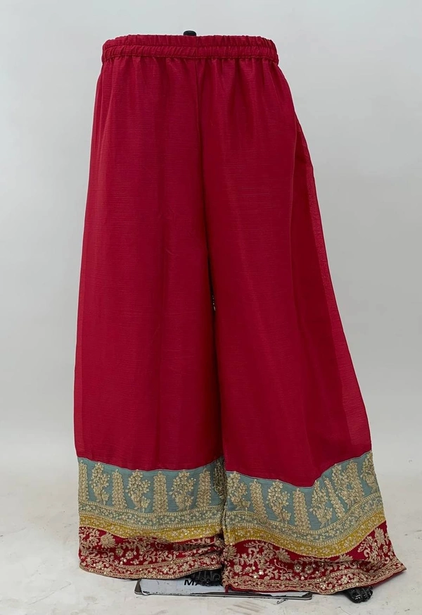 Azorte Fashion Designer Chinon Embroidered Palazzo Suit – Full Stitched - L (40)