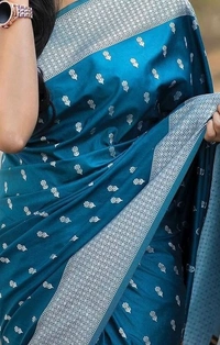 Azorte Fashion  Banarasi Soft Silk Saree with Zari & Jacquard Weave – Elegant Traditional Wear