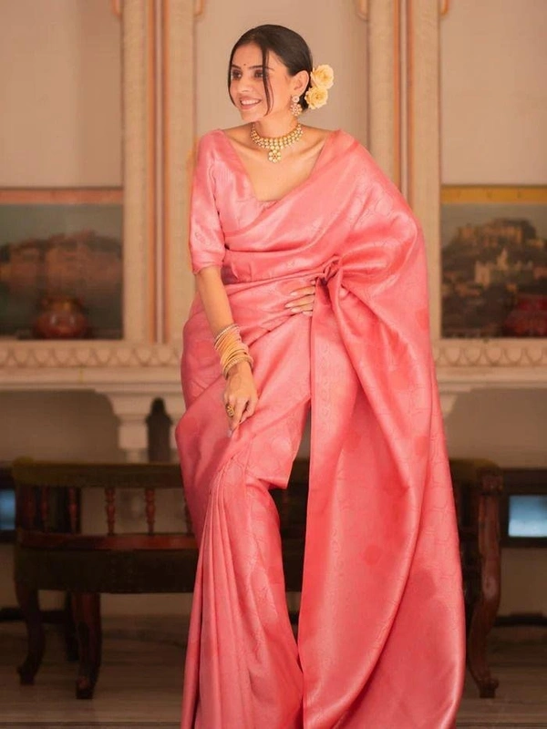 Azorte Fashion Azorte Banarasi Soft Silk Saree with Zari Work & Full Brocade Blouse – Elegant Traditional Wear