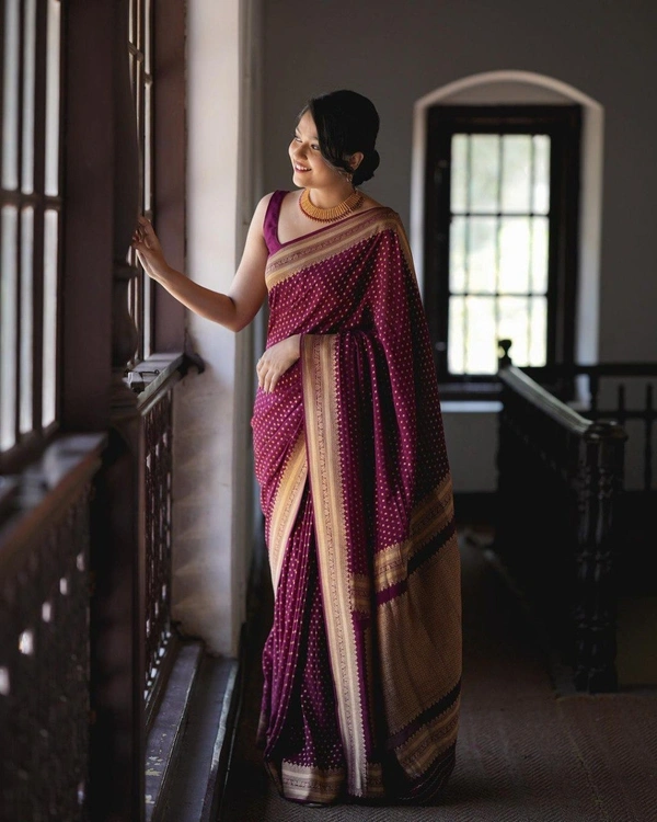 Azorte Fashion Azorte Banarasi Soft Silk Saree with Zari Work & Jacquard Border – Regal Elegance