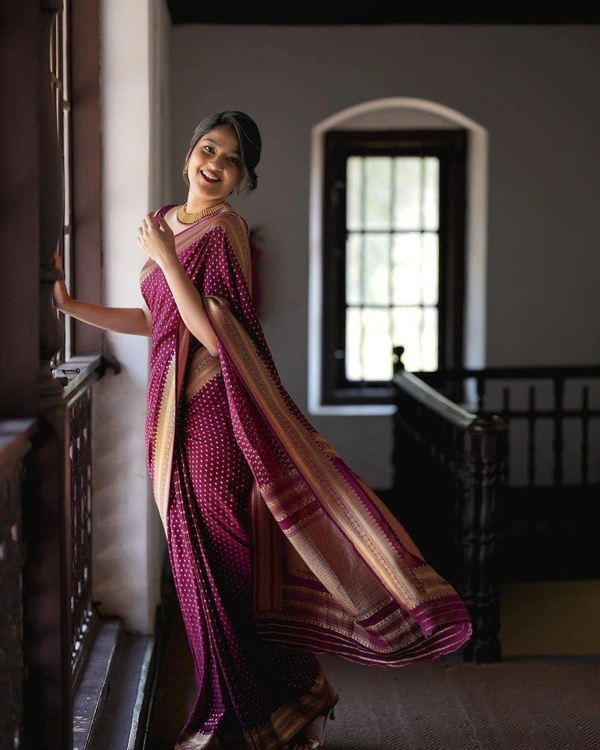 Azorte Fashion Azorte Banarasi Soft Silk Saree with Zari Work & Jacquard Border – Regal Elegance