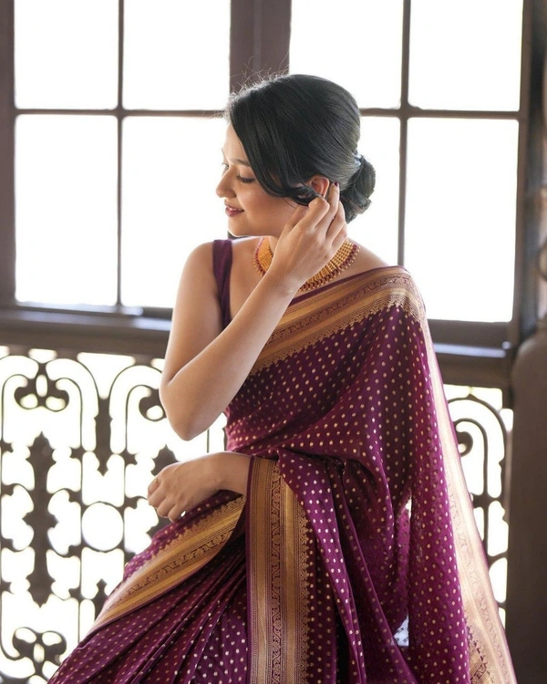 Azorte Fashion Azorte Banarasi Soft Silk Saree with Zari Work & Jacquard Border – Regal Elegance
