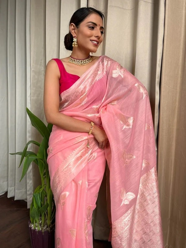 Azorte Fashion Azorte Trendz Soft Lilan Slab Saree with Rich Pallu & Jacquard Work – Elegant & Stylish