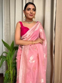 Azorte Fashion Azorte Trendz Soft Lilan Slab Saree with Rich Pallu & Jacquard Work – Elegant & Stylish