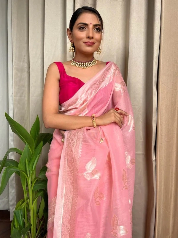 Azorte Fashion Azorte Trendz Soft Lilan Slab Saree with Rich Pallu & Jacquard Work – Elegant & Stylish