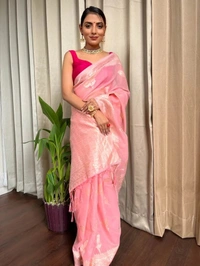 Azorte Fashion Azorte Trendz Soft Lilan Slab Saree with Rich Pallu & Jacquard Work – Elegant & Stylish