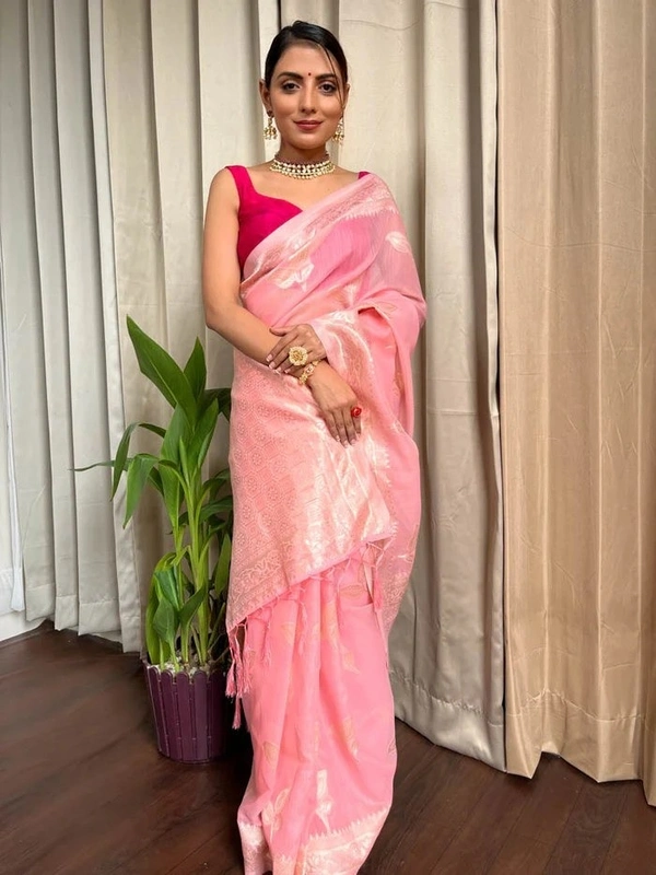 Azorte Fashion Azorte Trendz Soft Lilan Slab Saree with Rich Pallu & Jacquard Work – Elegant & Stylish